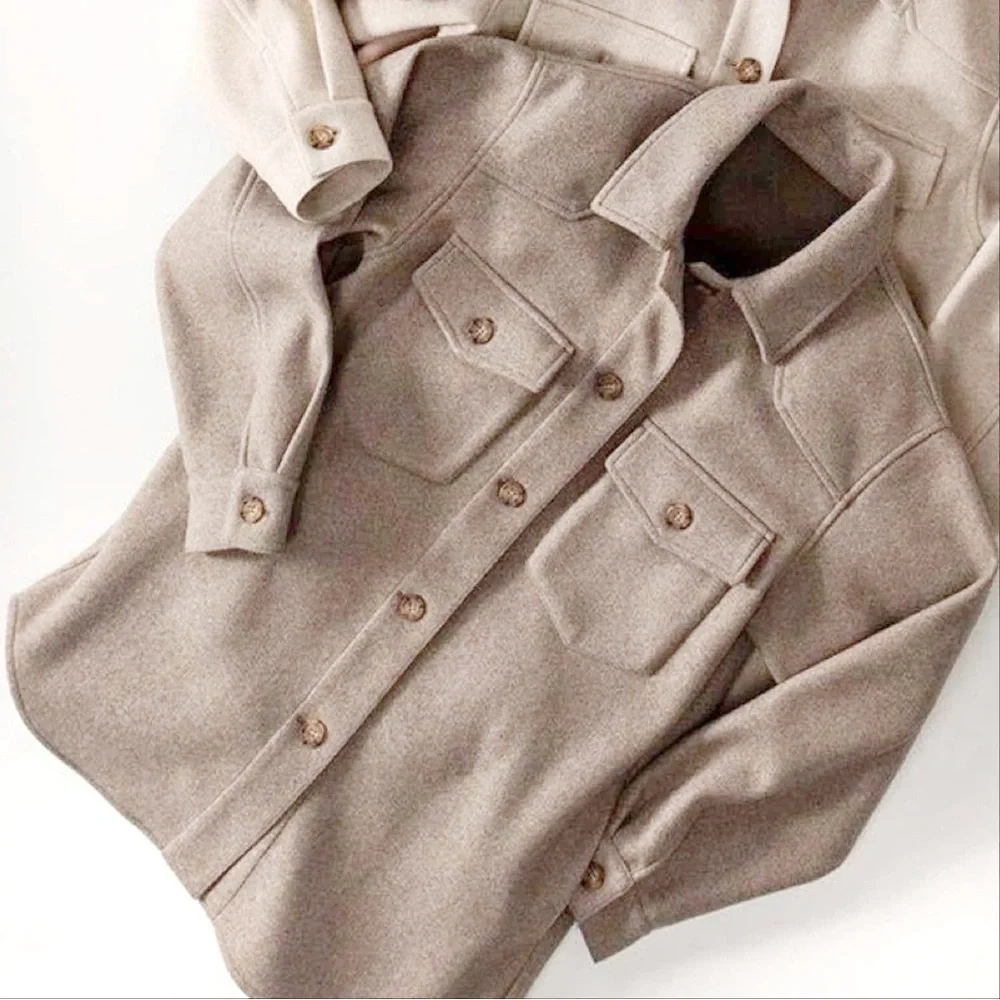 PREMIUM WARM SOFT SHACKET - FAWN - Picture 1 of 6